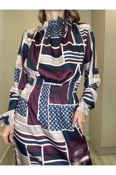 Blue Nature - Teresa Mintás Bézs-Bordó Ruha