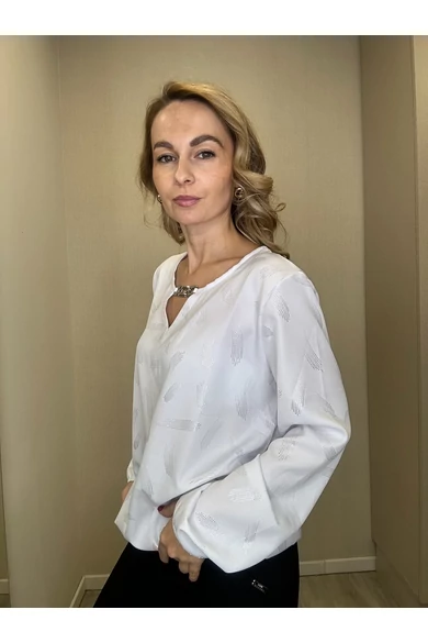 Blue Nature - Lima Mintás Fehér-Ezüst Felső