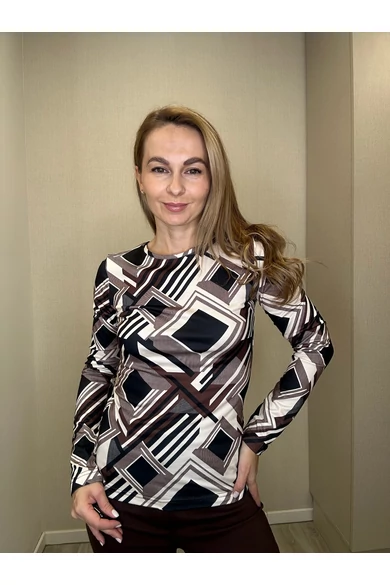 Blue Nature - Betti Mintás Ecrü-Sötétbarna Felső/Bolyhos Pamut