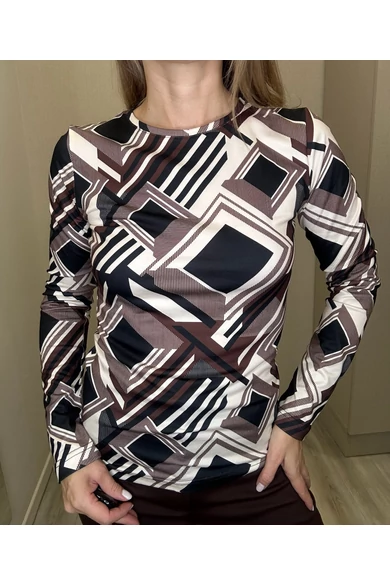 Blue Nature - Betti Mintás Ecrü-Sötétbarna Felső/Bolyhos Pamut