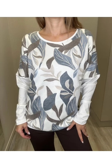 Blue Nature – Ylena Mintás Ecrü-Sötétkék Felső