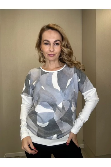 Blue Nature – Ylena Mintás Ecrü-Kék Felső