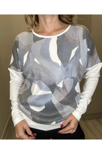 Blue Nature – Ylena Mintás Ecrü-Kék Felső