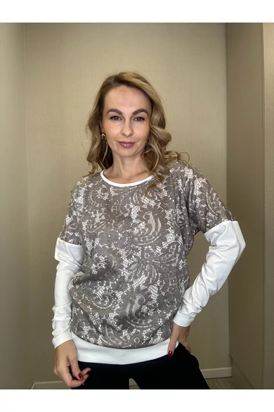 Blue Nature – Ylena Mintás Ecrü-Fangó Felső/Csipke