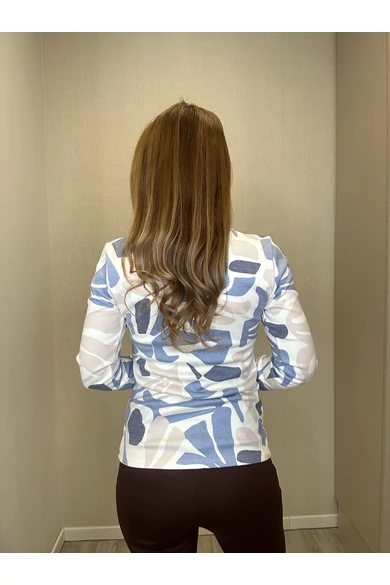 Blue Nature - Stella Mintás Ecrü-Kék Kötött Felső