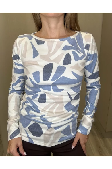 Blue Nature - Stella Mintás Ecrü-Kék Kötött Felső