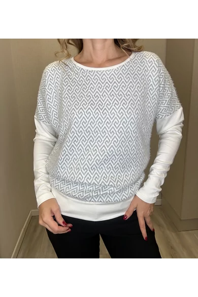 Blue Nature – Ylena Mintás Fehér-Zöld Felső/Lurex