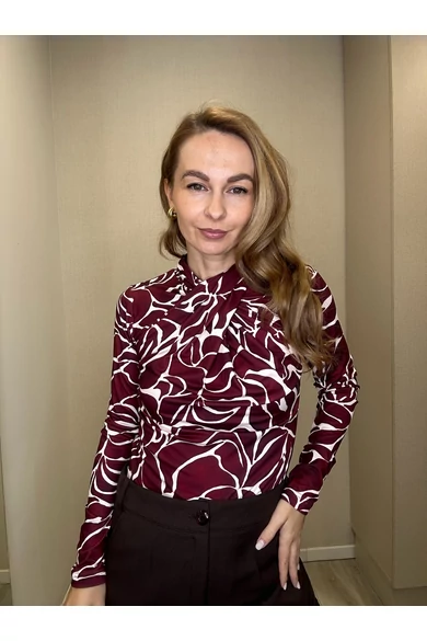 Blue Nature - Maja Mintás Bordó-Bézs Felső