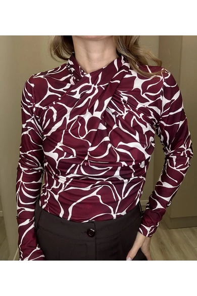 Blue Nature - Maja Mintás Bordó-Bézs Felső