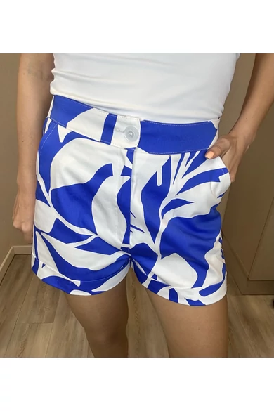 Blue Nature - Roma Királykék-Ecrü Mintás Short