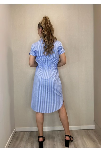 Blue Nature - Lola Fehér-Világokék Csíkos Ruha