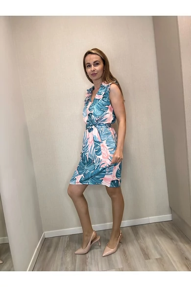 Blue Nature - Sandy Narancs-Zöld Levél Mintás Ruha