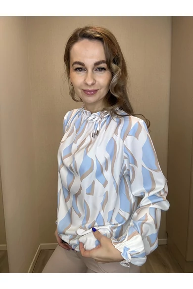 Blue Nature - Teresa Ecrü-Kék Mintás Felső