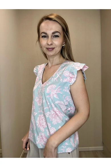Blue Nature - Fiona Menta Virág-Mintás Felső