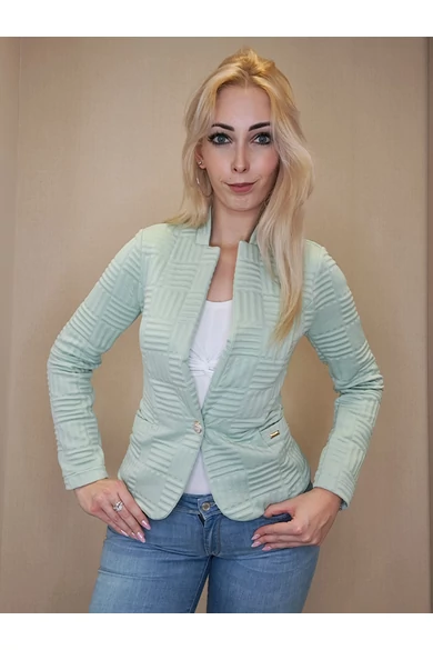 Blue Nature - Blanca Almazöld Önmintás Blézer/Arany Gomb