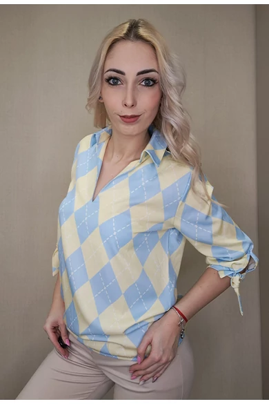Blue Nature - Bia Sárga-Kék Rombusz-Mintás Felső