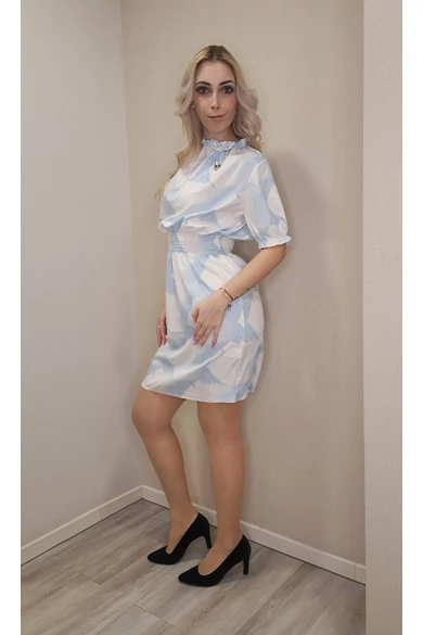 Blue Nature - Teresa Világoskék-Ecrü Mintás Ruha
