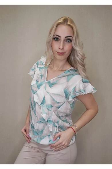 Blue Nature - Frida Menta-Ecrü Mintás Felső