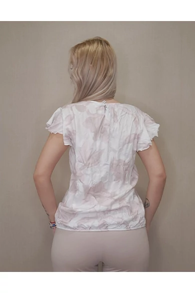 Blue Nature - Frida Virág-Mintás Ecrü-Púder Felső