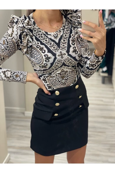 Envy - Arany Díszgombos Fekete Szoknya