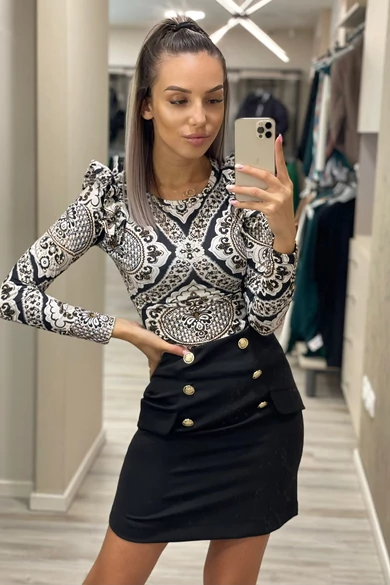 Envy - Arany Díszgombos Fekete Szoknya