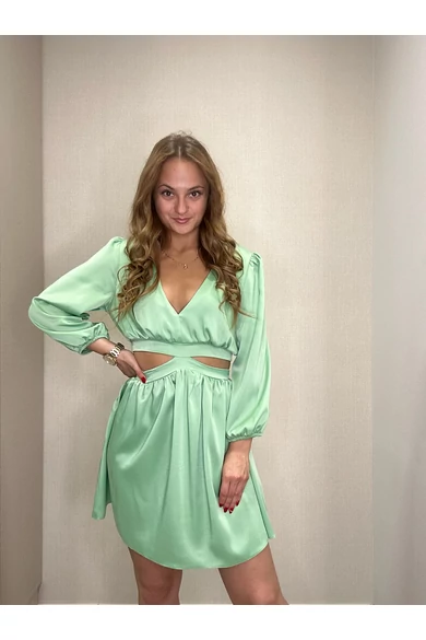 Envy - Nyitott Derekú Menta Szatén Ruha