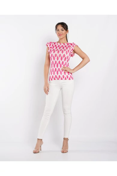 Envy - Nóra Fehér Pink Csepp Mintás Felső