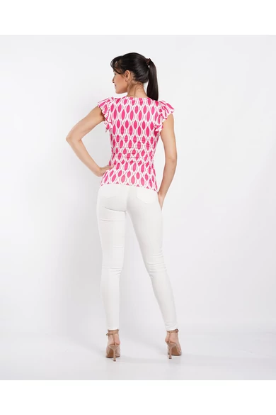 Envy - Nóra Fehér Pink Csepp Mintás Felső