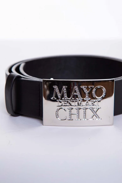 Mayo Chix - Strasszos Kocka Öv Matt Fekete (Ezüst)
