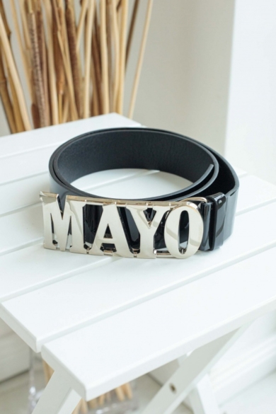 Mayo Chix - Álló Mayo Öv Fényes Fekete (Ezüst)