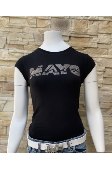 Mayo Chix - Light Strasszos Fekete Póló