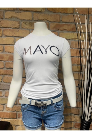 Mayo Chix - Light Átforduló Flitteres Fehér Póló