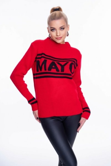 Mayo Chix - Salerno Kötött Piros-Fekete Pulóver