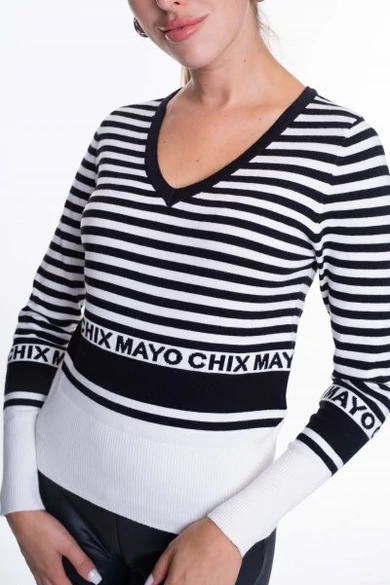 Mayo Chix - Kitty Csíkos-Fekete Pulóver
