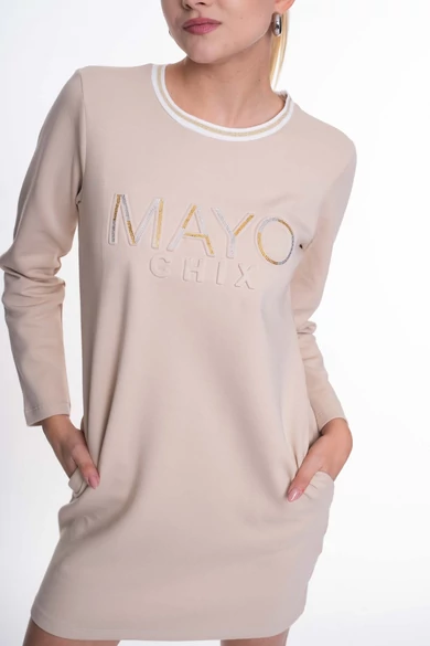 Mayo Chix - Monteverdi Világosdrapp Strasszos Ruha