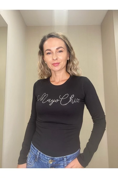 Mayo Chix - Light Fekete Strasszos Felső