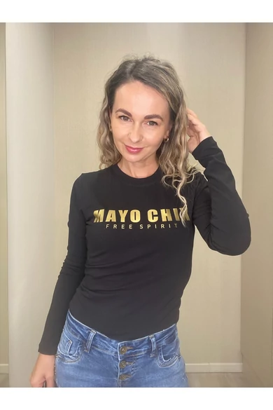 Mayo Chix - Light Filmnyomott Matricás Fekete Felső