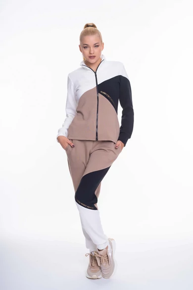 Mayo Chix - Doggy 3színű Ecrü-Drapp-Fekete Melegítő Felső