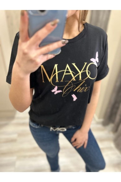 Mayo Chix - Wink Matricás Fekete Póló
