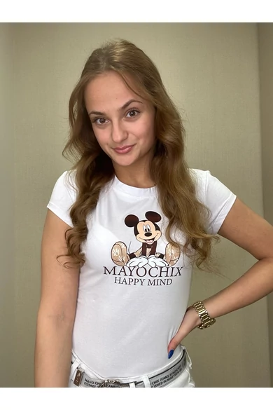 Mayo Chix - Light Mickey Matricás Fehér Felső