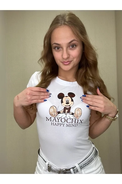 Mayo Chix - Light Mickey Matricás Fehér Felső