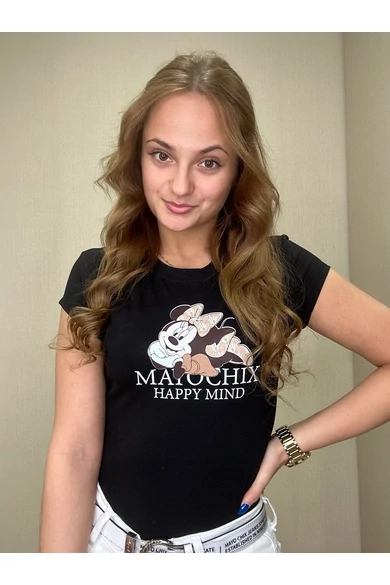 Mayo Chix - Light Minnie Matricás Fekete Felső