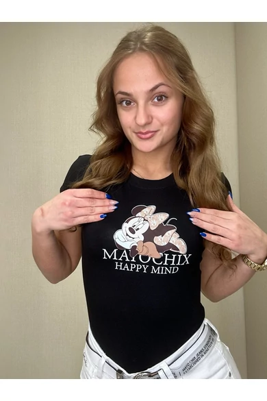 Mayo Chix - Light Minnie Matricás Fekete Felső