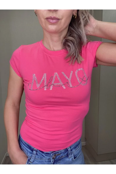 Mayo Chix - Light Strasszos Pink Felső