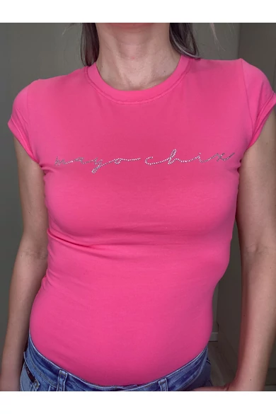 Mayo Chix - Light Strasszos Pink Felső