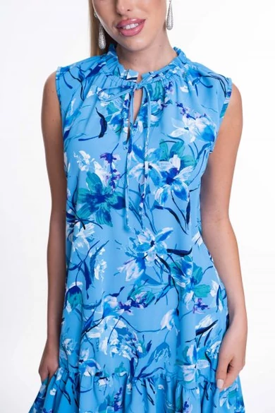 Mayo Chix - Girona Türkízkék Mintás Ruha