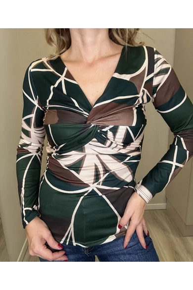 Mayo Chix - Creek Mintás Sötétbarna-Zöld Felső