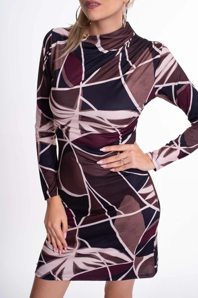 Mayo Chix - Kenya Mintás Sötétbarna-Bordó Ruha