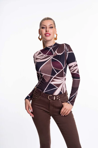 Mayo Chix - Kenya Mintás Sötétbarna-Bordó Felső