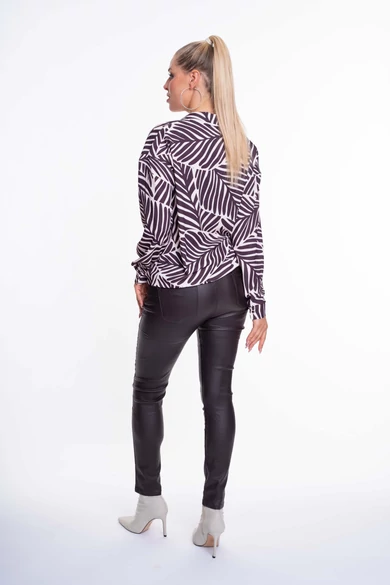 Mayo Chix - Barcelona Mintás Sötétbarna Blúz